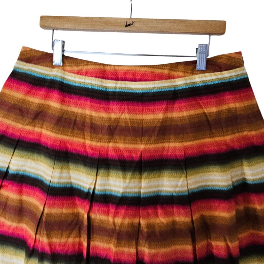 Talbots Pleated Full Skirt‎ Women Petite Size 16P Multicolor Stripe Cotton Lined - Picture 5 of 9